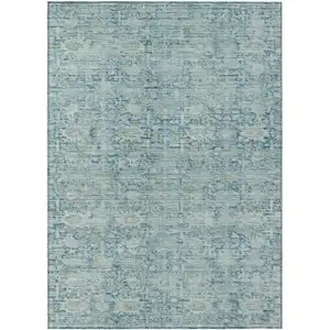 Photo of Blue And Ivory Oriental Washable Indoor Outdoor Area Rug