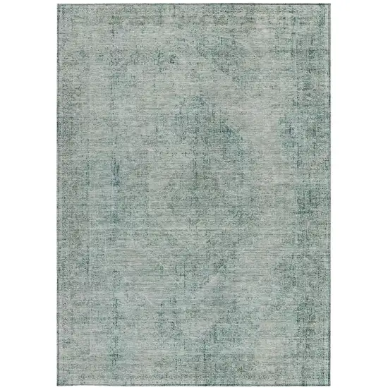 Blue And Ivory Oriental Washable Indoor Outdoor Area Rug Photo 4
