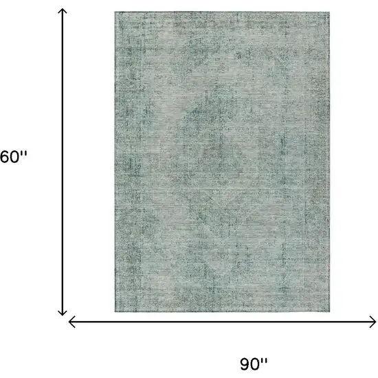 Blue And Ivory Oriental Washable Indoor Outdoor Area Rug Photo 7
