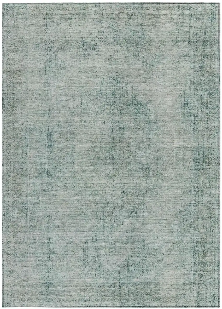 Blue And Ivory Oriental Washable Indoor Outdoor Area Rug Photo 4