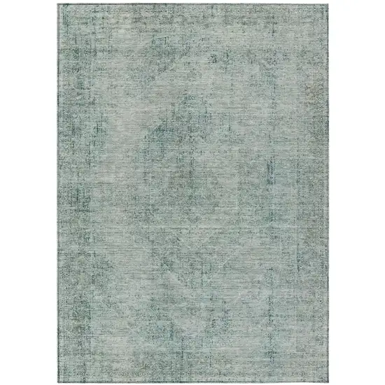 Blue And Ivory Oriental Washable Indoor Outdoor Area Rug Photo 2