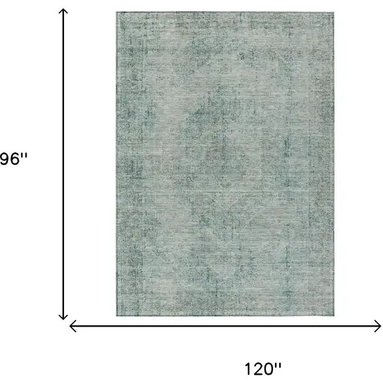 Blue And Ivory Oriental Washable Indoor Outdoor Area Rug Photo 7