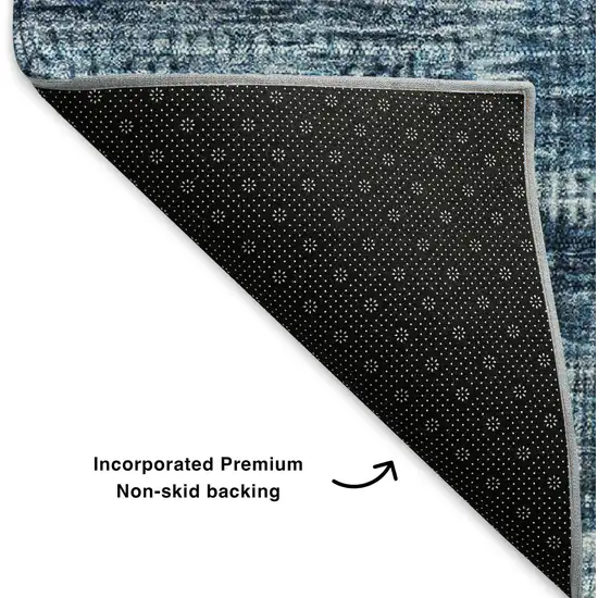 Blue And Ivory Patchwork Washable Area Rug With UV Protection Photo 6