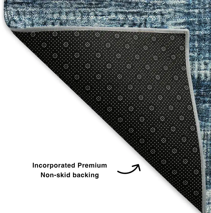 Blue And Ivory Patchwork Washable Area Rug With UV Protection Photo 6