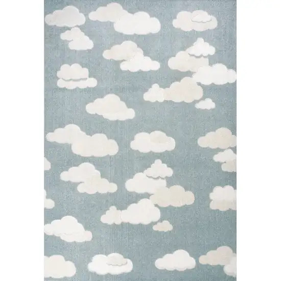 Blue And Ivory Polka Dot Indoor Outdoor Area Rug Photo 1