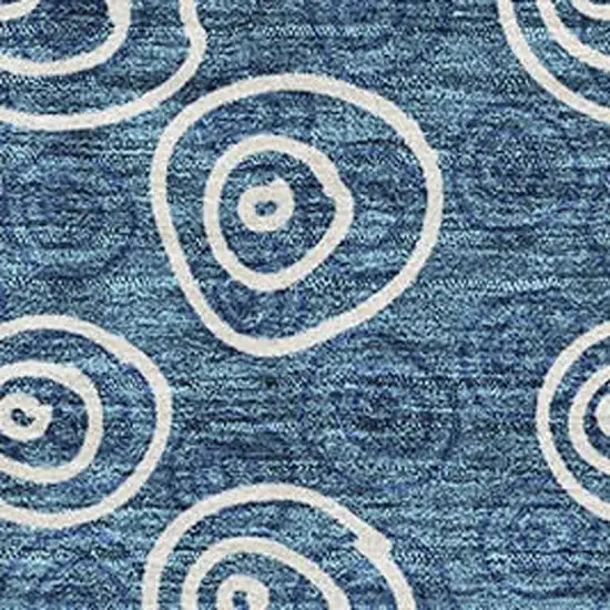 Blue And Ivory Polka Dot Washable Area Rug With UV Protection Photo 3