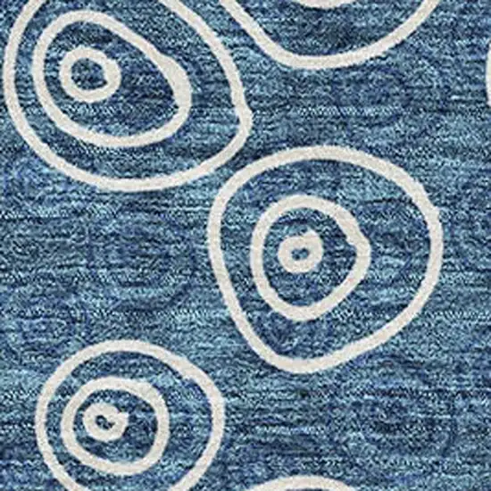 Blue And Ivory Polka Dot Washable Area Rug With UV Protection Photo 3