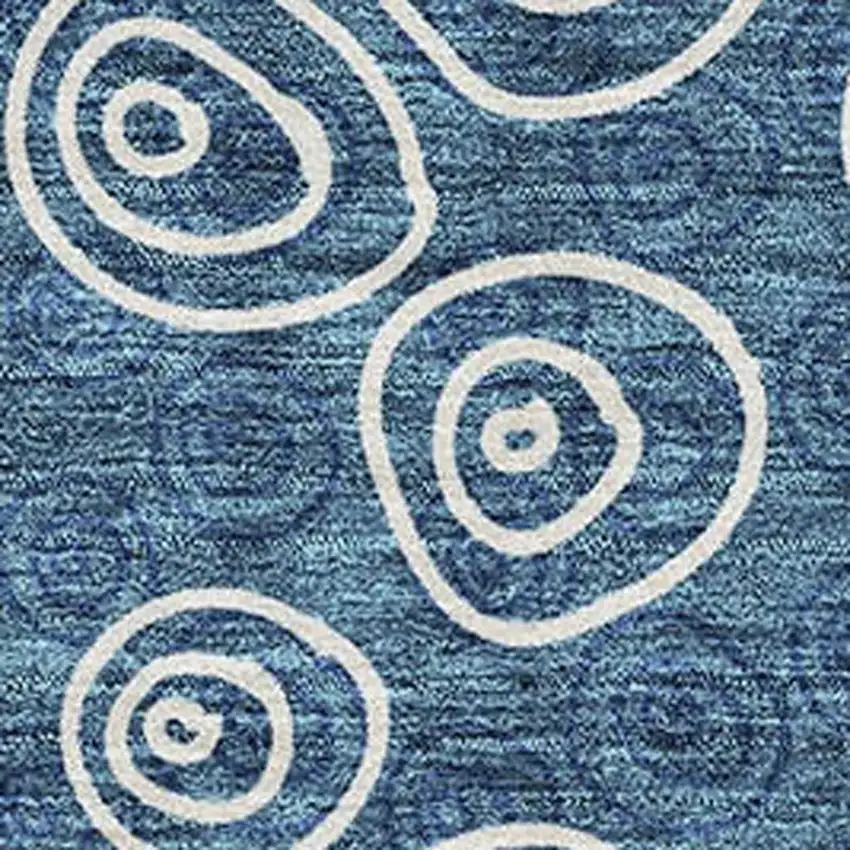 Blue And Ivory Polka Dot Washable Area Rug With UV Protection Photo 3