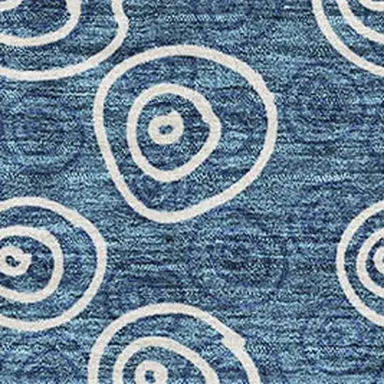 Blue And Ivory Polka Dot Washable Area Rug With UV Protection Photo 3