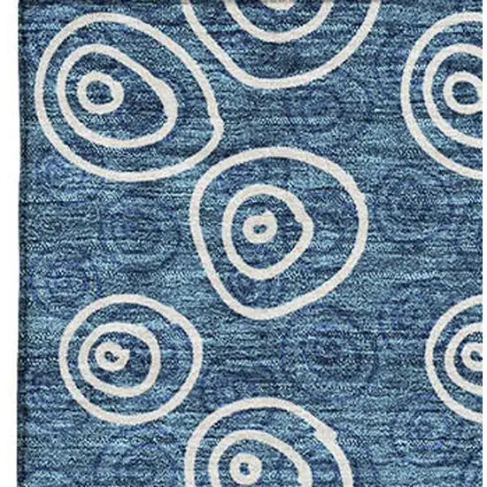 Blue And Ivory Polka Dot Washable Area Rug With UV Protection Photo 4