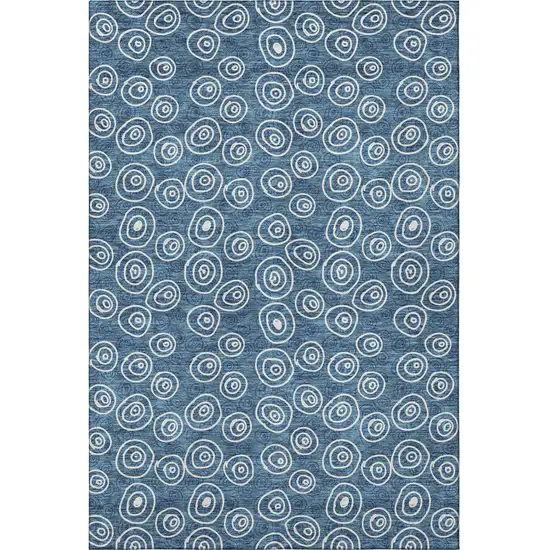 Blue And Ivory Polka Dot Washable Area Rug With UV Protection Photo 4