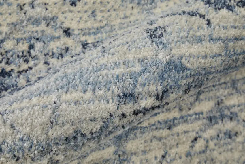 Blue And Ivory Power Loom Distressed Area Rug Photo 9