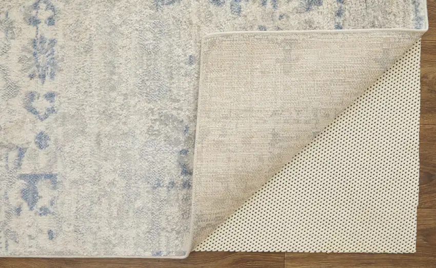 Blue And Ivory Power Loom Distressed Area Rug Photo 3