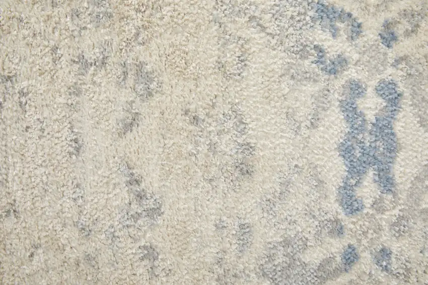 Blue And Ivory Power Loom Distressed Area Rug Photo 5