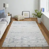 Photo of Blue And Ivory Power Loom Distressed Area Rug