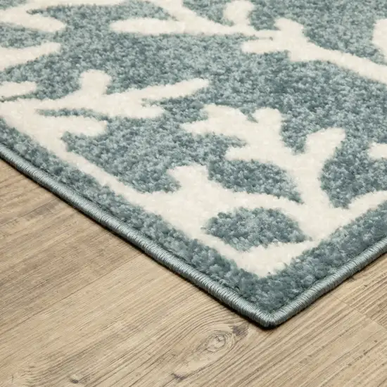 Blue And Ivory Seashell and Coral Area Rug Photo 7