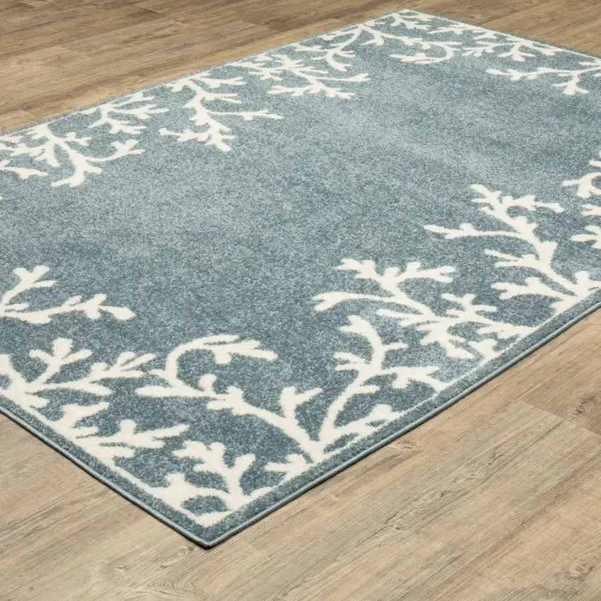 Blue And Ivory Seashell and Coral Area Rug Photo 8