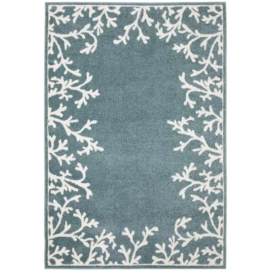 Blue And Ivory Seashell and Coral Area Rug Photo 2