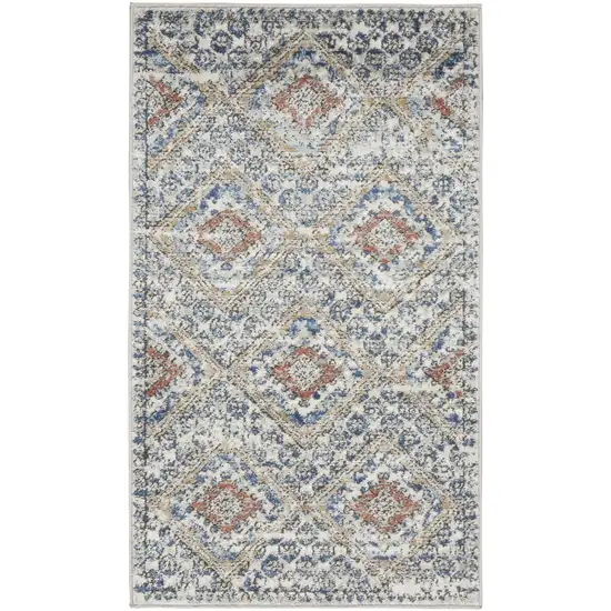 Blue And Ivory Southwestern Power Loom Non Skid Area Rug Photo 5