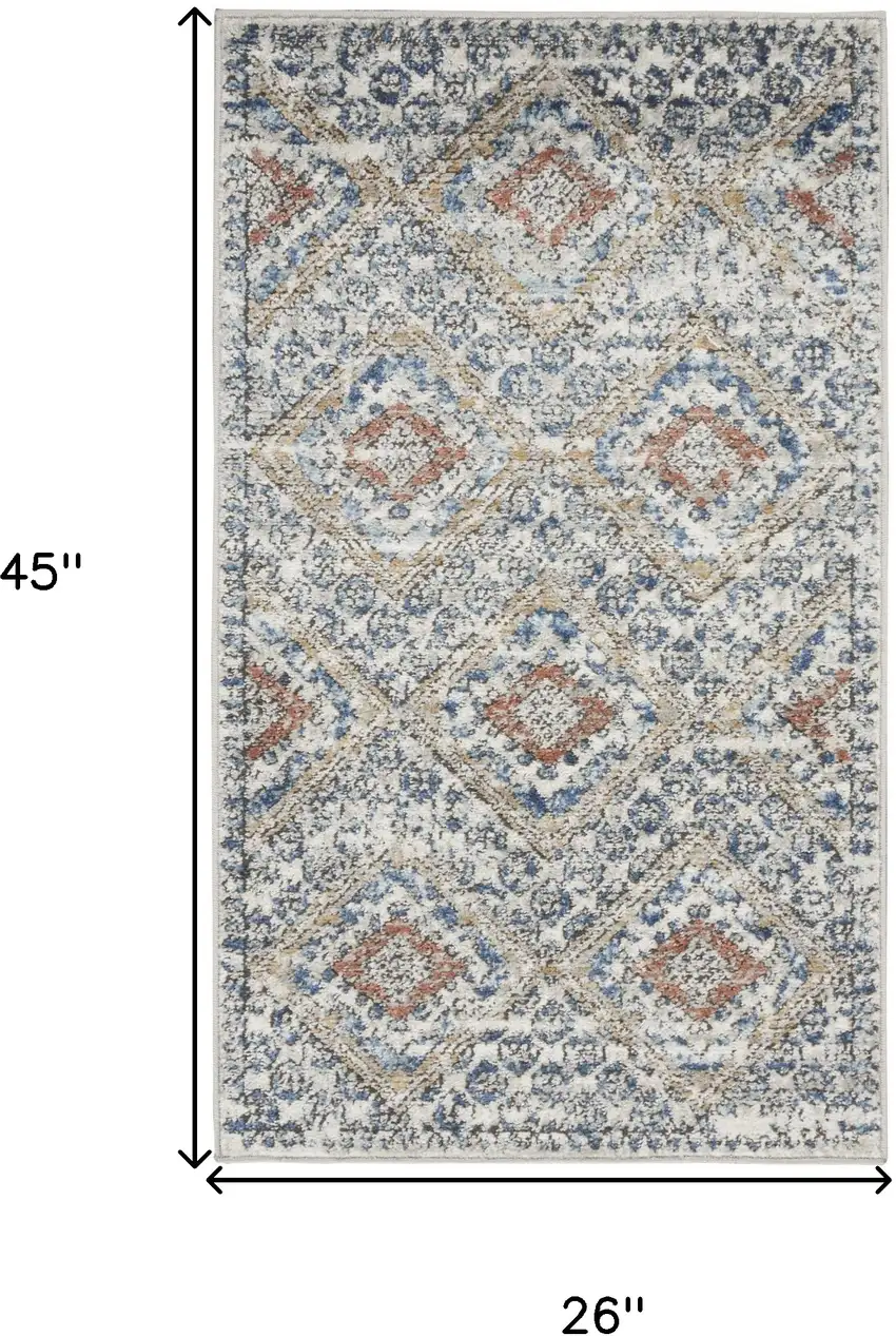 Blue And Ivory Southwestern Power Loom Non Skid Area Rug Photo 5