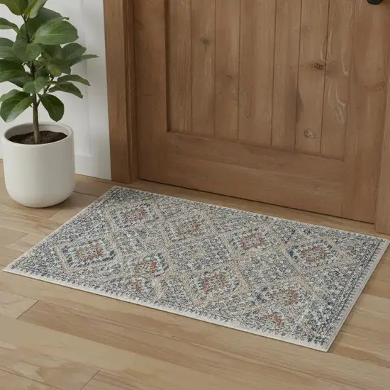 Blue And Ivory Southwestern Power Loom Non Skid Area Rug Photo 1
