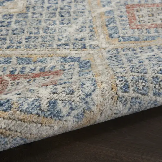 Blue And Ivory Southwestern Power Loom Non Skid Area Rug Photo 7