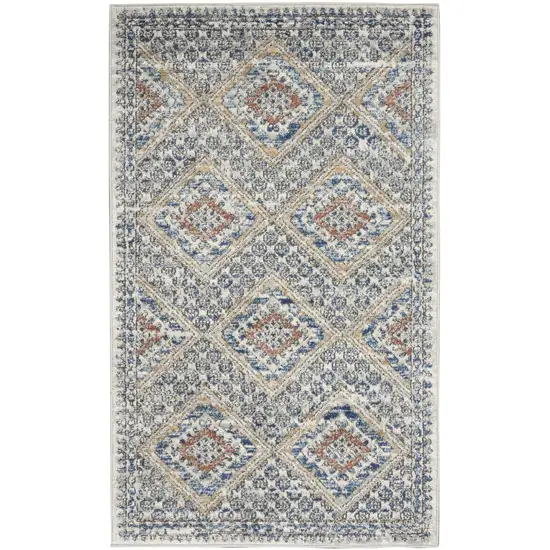 Blue And Ivory Southwestern Power Loom Non Skid Area Rug Photo 8