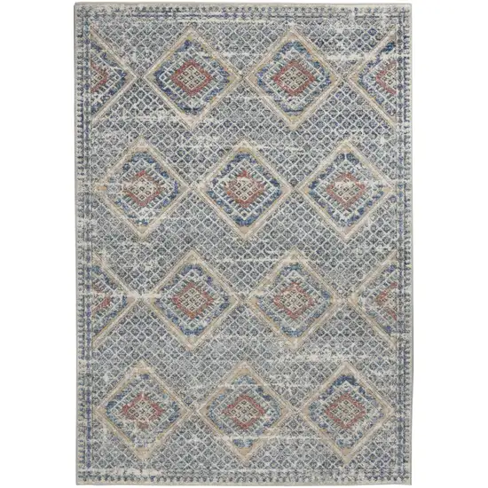 Blue And Ivory Southwestern Power Loom Non Skid Area Rug Photo 9