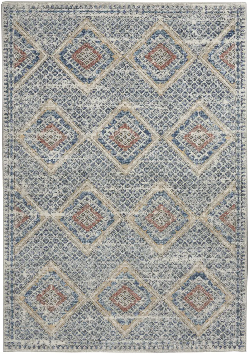 Blue And Ivory Southwestern Power Loom Non Skid Area Rug Photo 9