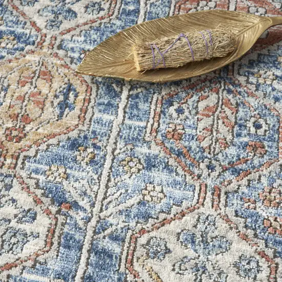 Blue And Ivory Southwestern Power Loom Non Skid Area Rug Photo 8