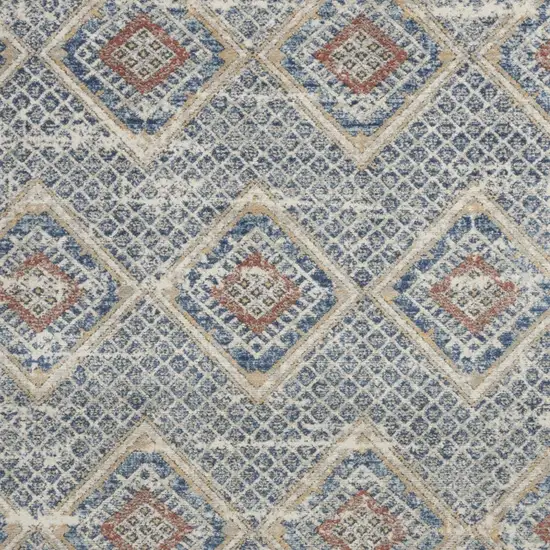 Blue And Ivory Southwestern Power Loom Non Skid Area Rug Photo 5