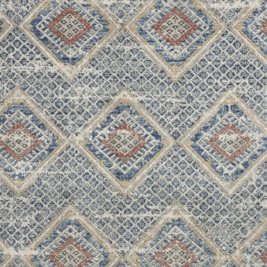Blue And Ivory Southwestern Power Loom Non Skid Area Rug Photo 5
