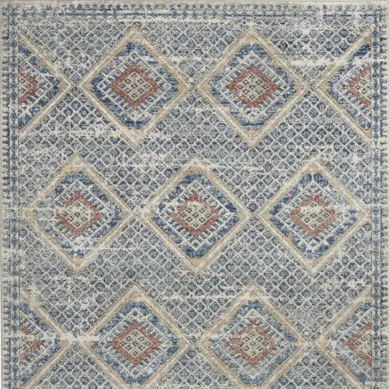 Blue And Ivory Southwestern Power Loom Non Skid Area Rug Photo 6