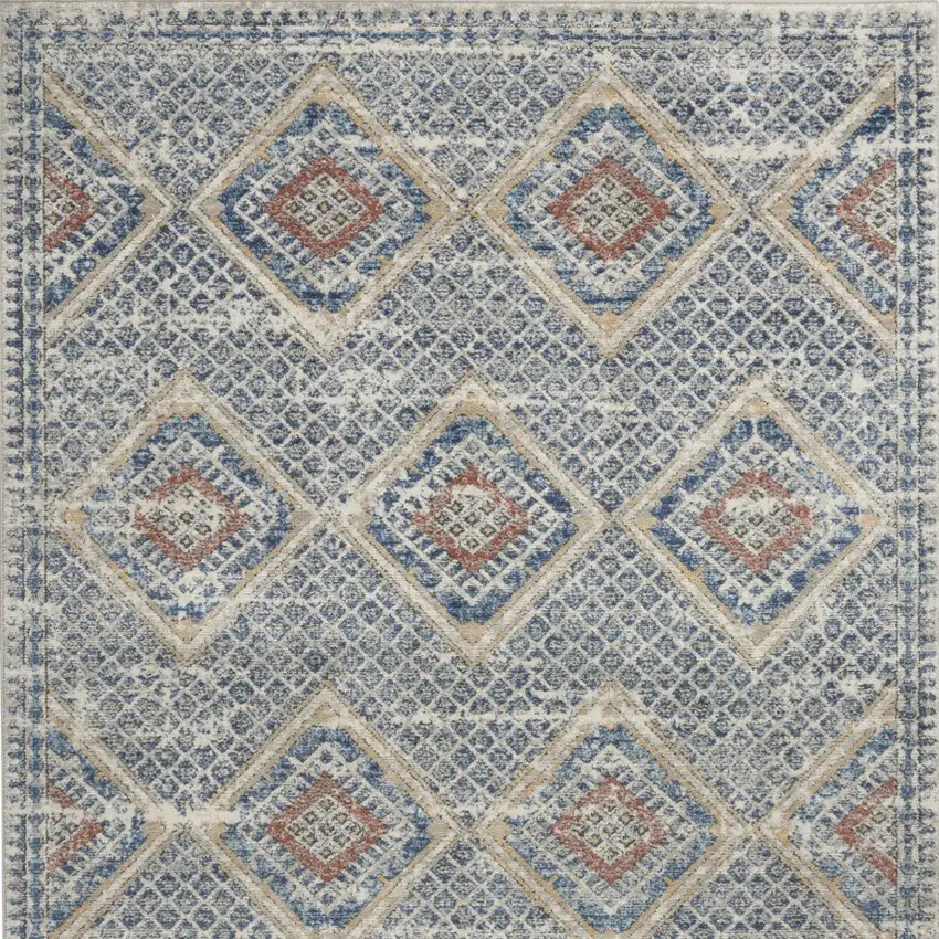 Blue And Ivory Southwestern Power Loom Non Skid Area Rug Photo 6