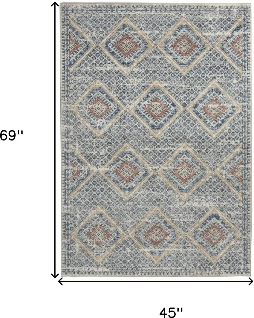 Blue And Ivory Southwestern Power Loom Non Skid Area Rug Photo 5