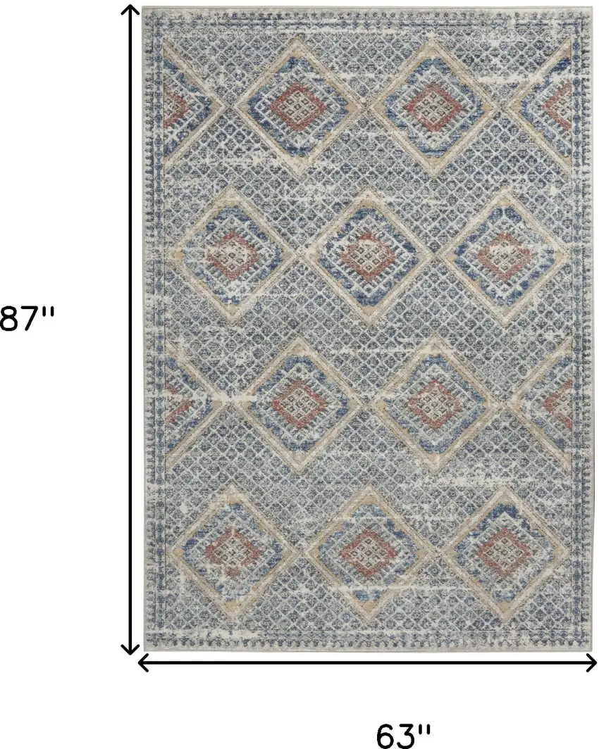 Blue And Ivory Southwestern Power Loom Non Skid Area Rug Photo 5