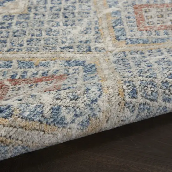 Blue And Ivory Southwestern Power Loom Non Skid Area Rug Photo 9