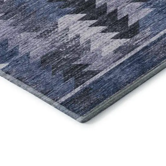 Blue And Ivory Southwestern Washable Area Rug With UV Protection Photo 8