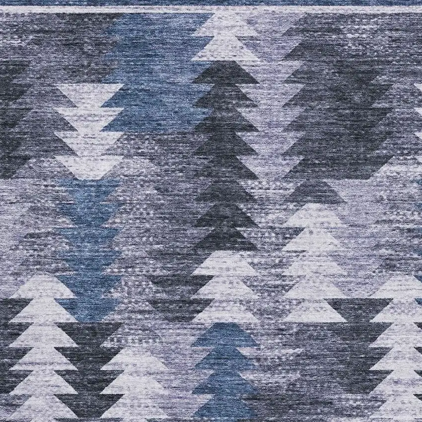 Blue And Ivory Southwestern Washable Area Rug With UV Protection Photo 3