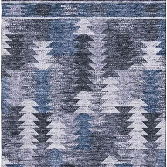 Blue And Ivory Southwestern Washable Area Rug With UV Protection Photo 4