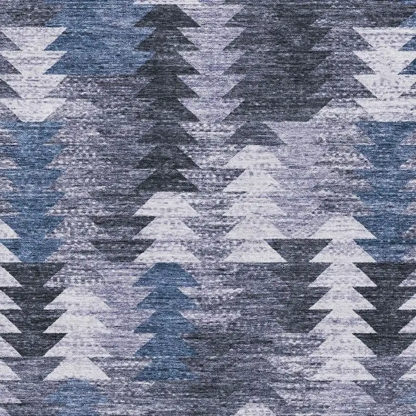 Blue And Ivory Southwestern Washable Area Rug With UV Protection Photo 3