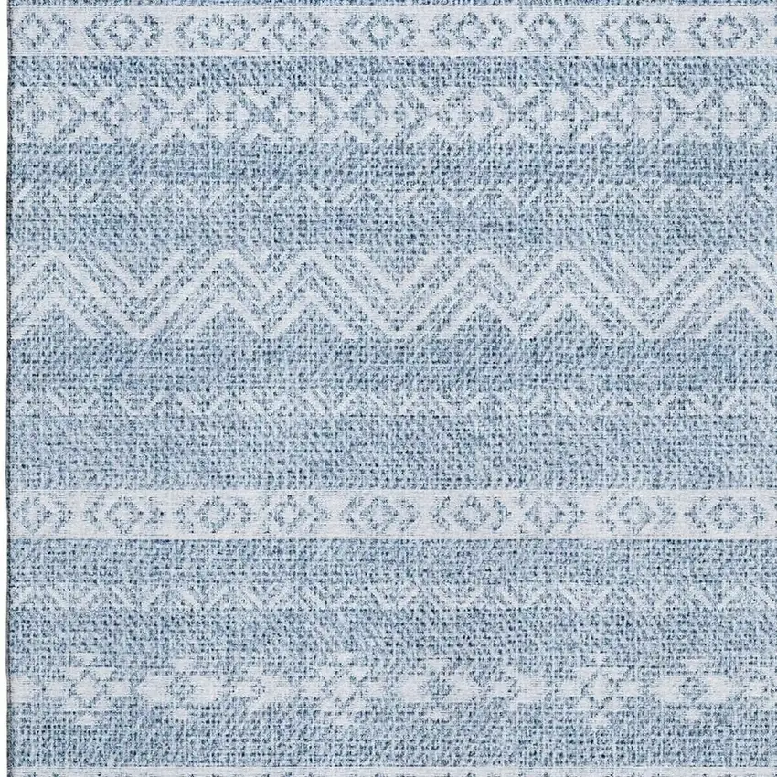 Blue And Ivory Southwestern Washable Area Rug With UV Protection Photo 4