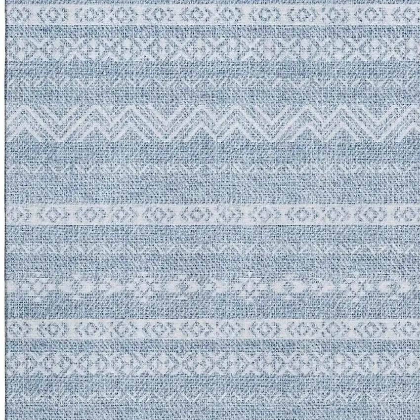 Blue And Ivory Southwestern Washable Area Rug With UV Protection Photo 4