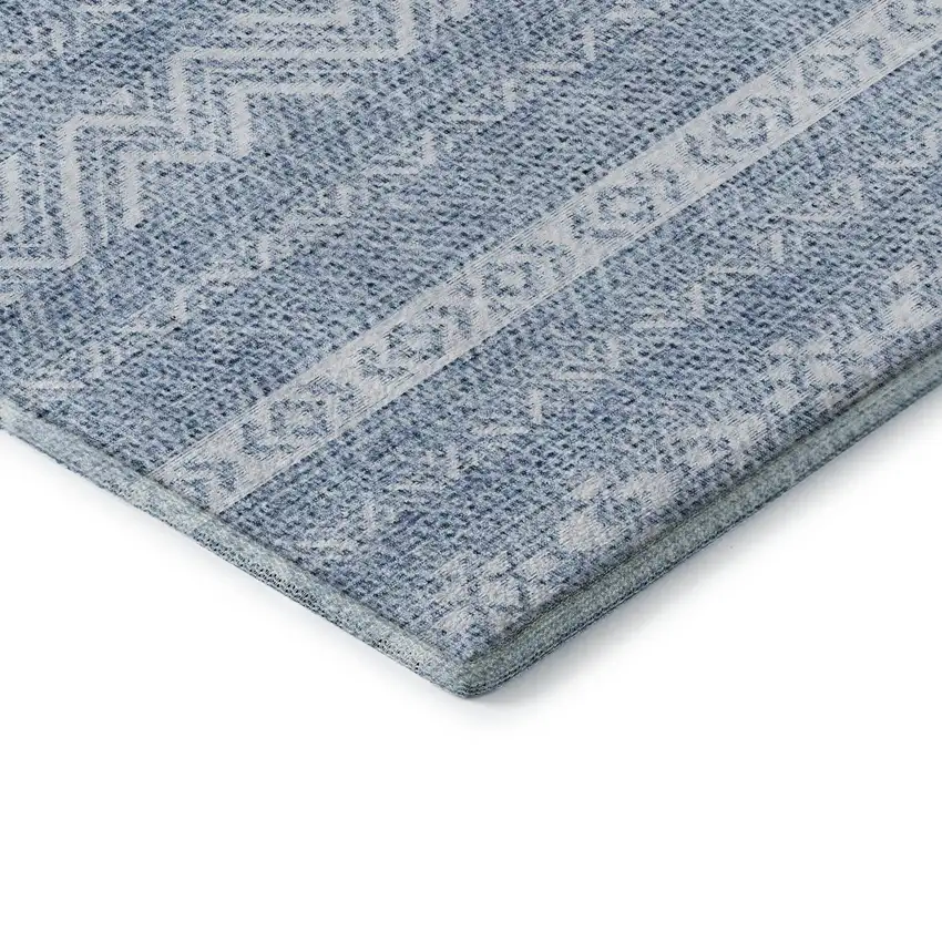 Blue And Ivory Southwestern Washable Area Rug With UV Protection Photo 8