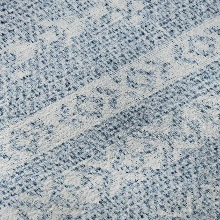 Blue And Ivory Southwestern Washable Area Rug With UV Protection Photo 9