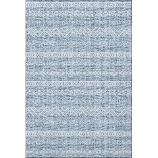 Blue And Ivory Southwestern Washable Area Rug With UV Protection Photo 4