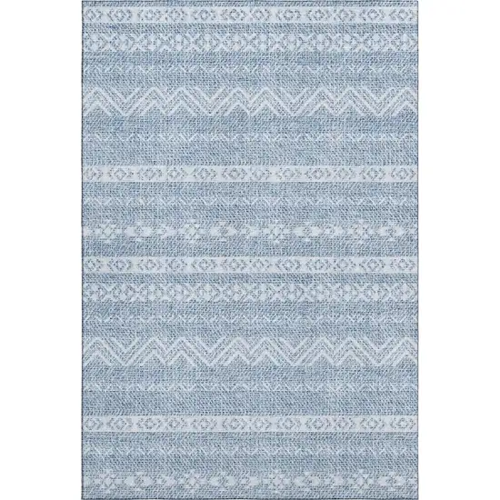 Blue And Ivory Southwestern Washable Area Rug With UV Protection Photo 1