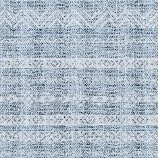 Blue And Ivory Southwestern Washable Area Rug With UV Protection Photo 3