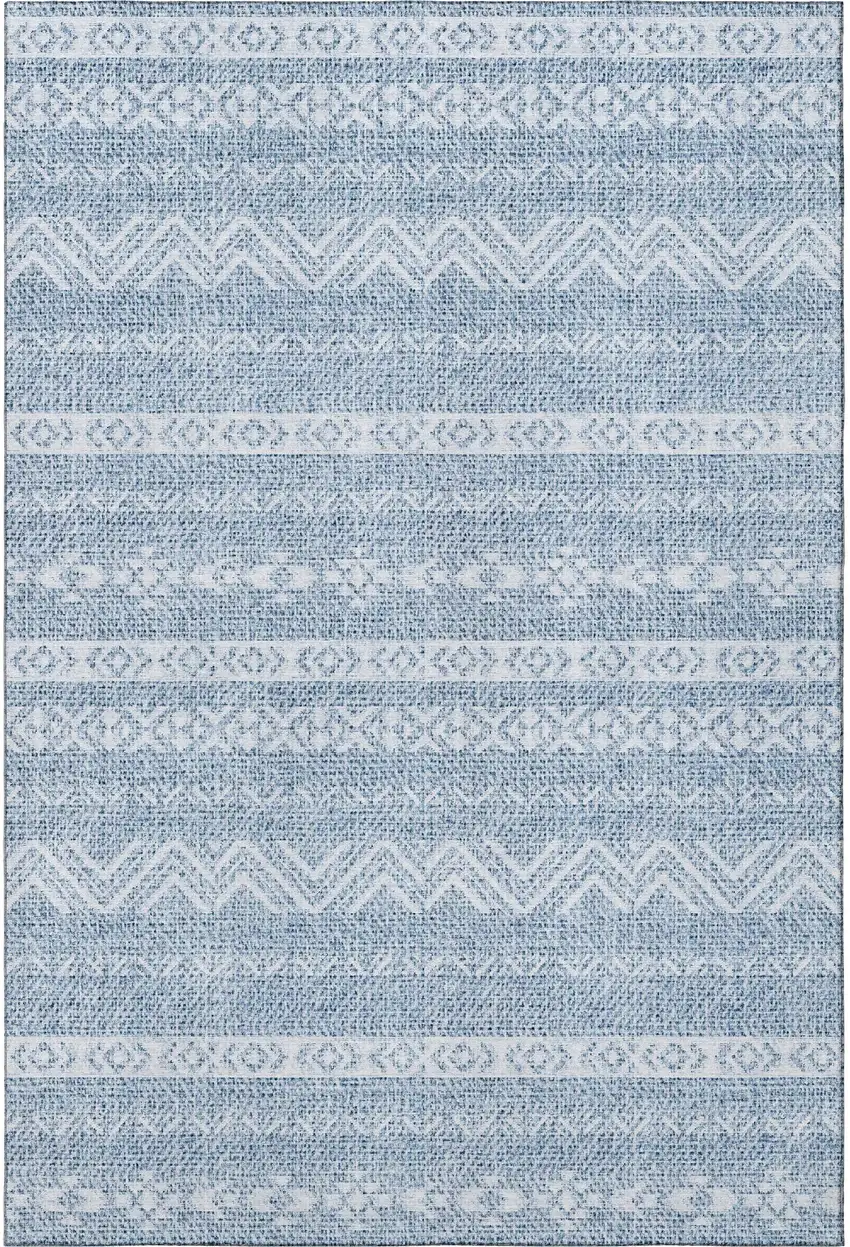 Blue And Ivory Southwestern Washable Area Rug With UV Protection Photo 4