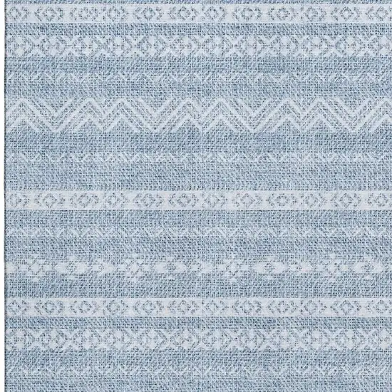 Blue And Ivory Southwestern Washable Area Rug With UV Protection Photo 4
